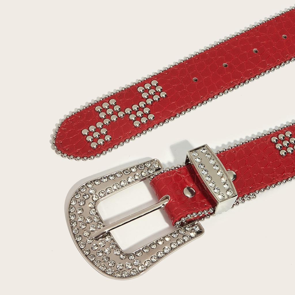 Western Rivet Studded Belt for Women with Beaded Trim Cowgirl Belt for Jeans Pants Girl Belt Decorative Waistband