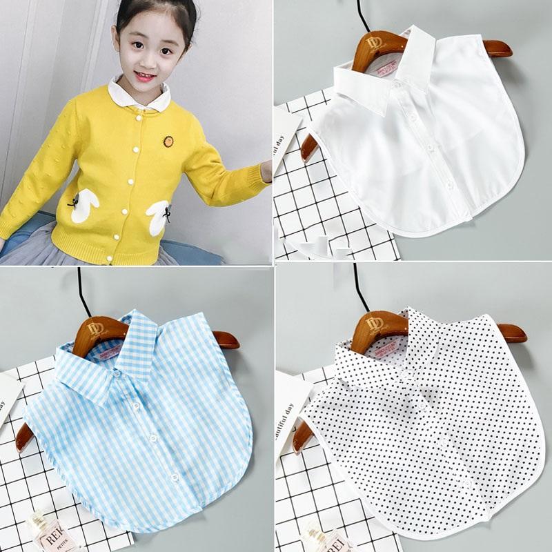 White Fake Collar Shirt For Children False Collar Blouse Lace Kids Peter Pan Collar Detachable Lapel Half Shirt Boys Faux Col