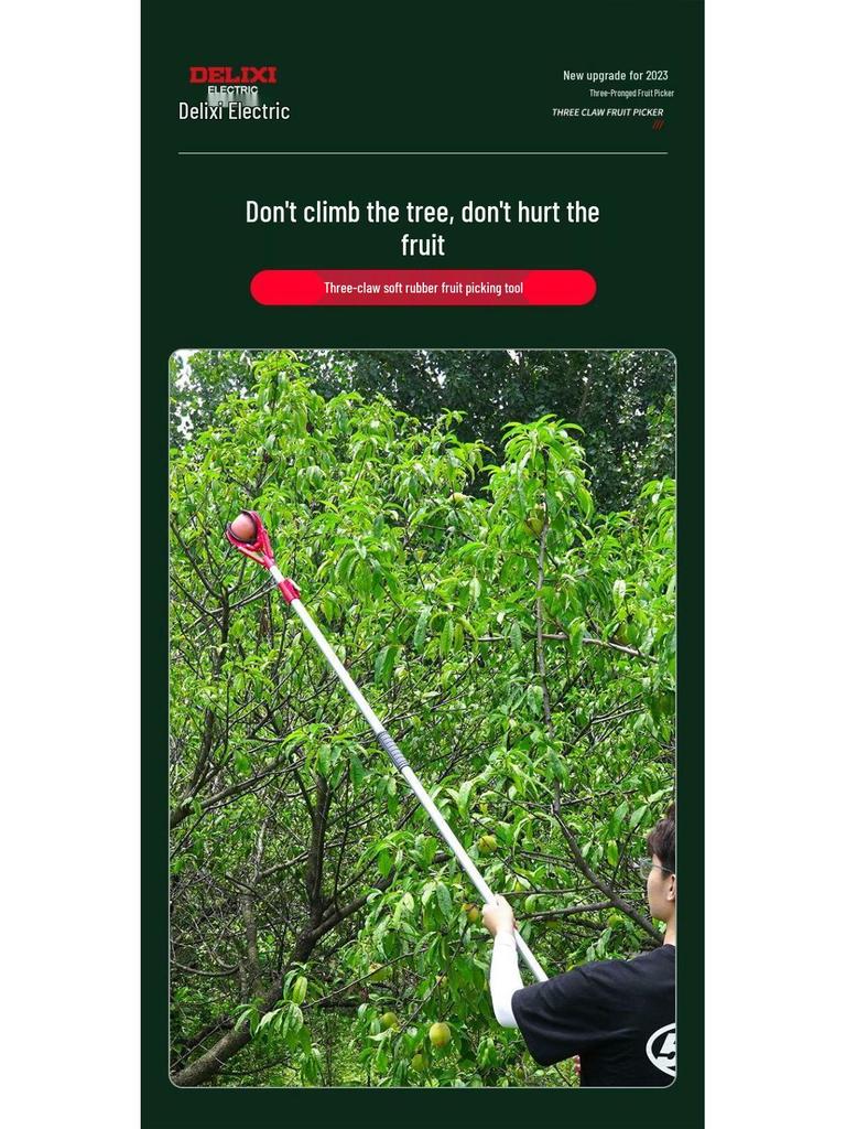 Delixi Telescopic Fruit Picker with Three-Claw Design for High-Altitude Apple and Peach Harvesting