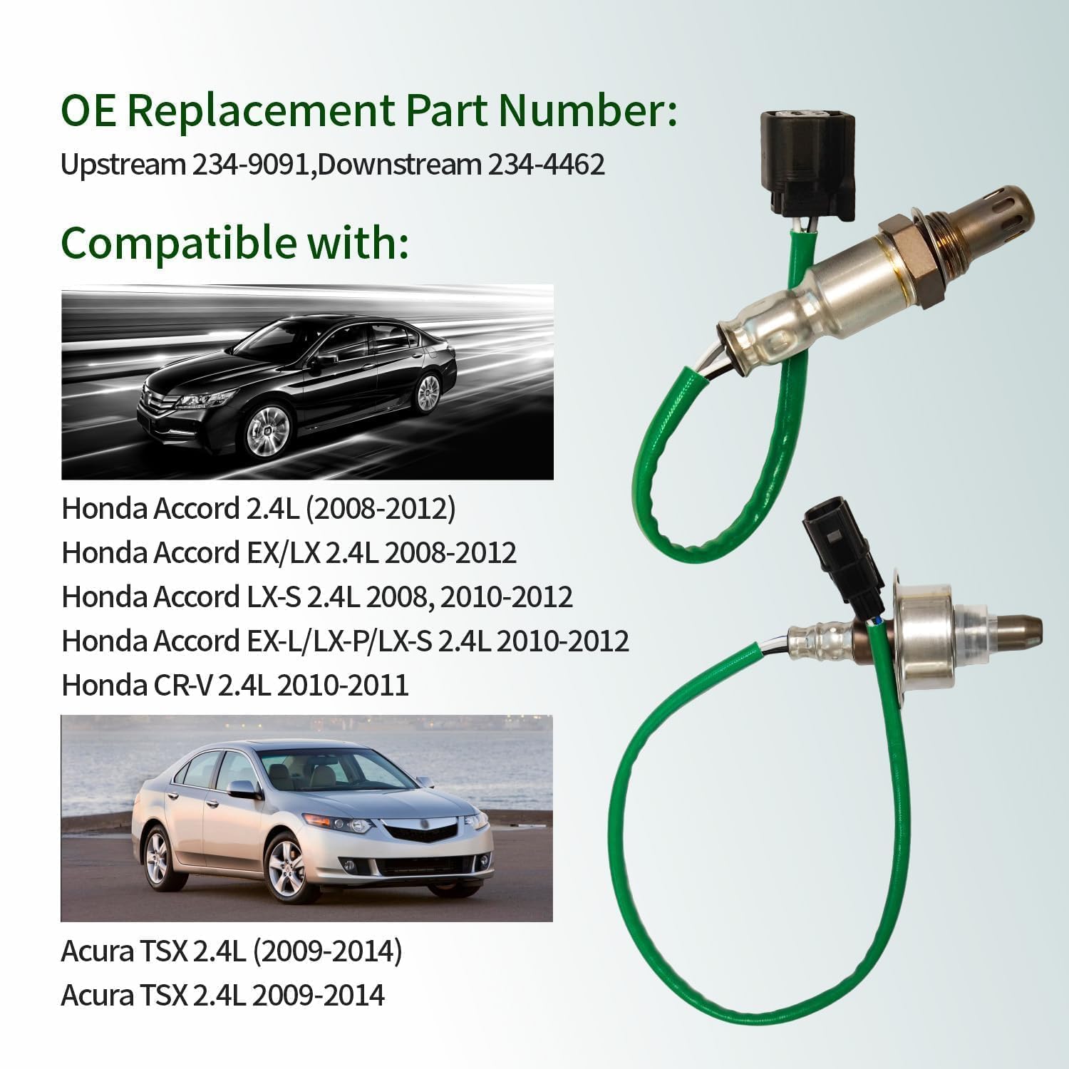 

2PCS Upstream Downstream O2 Sensor Replacement O2 Oxygen Sensor Compatible with Honda Accord LX EX EX-L LX-S EX-P 2.4L 2008-2012 Acura TSX 2.4L