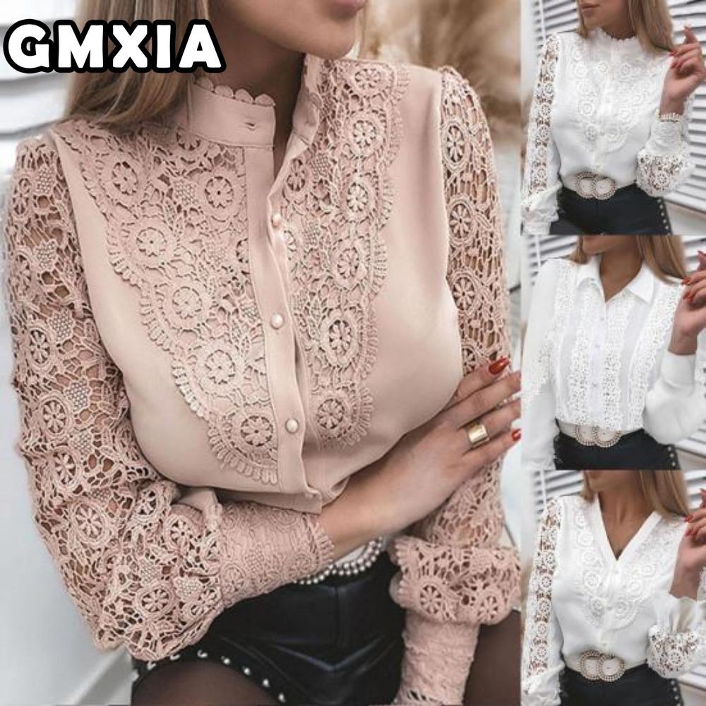 GMXIA Women's Fashion Casual Leisure Solid Color Print Long Sleeve Blouses & Shirts