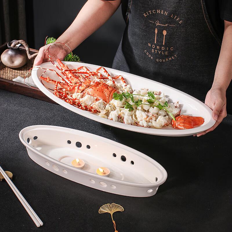 Nordic Ceramic Warming Rectangular Fish Platter