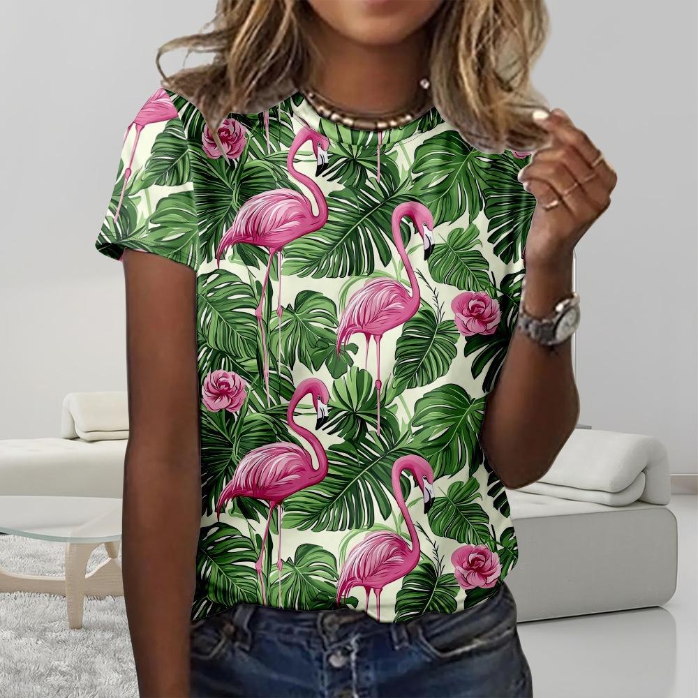 Floral Comfortable Stylish Simple Cartoon Short Sleeve T-Shirt Women's Digital Printing Slim Top