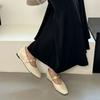 French round head thick heel flat bottom shallow mouth single shoes women's spring and autumn 2025 new versatile one-word buckle with Mary Jane