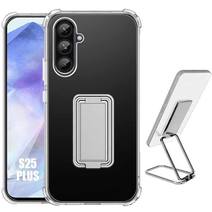 Coque pour Samsung Galaxy S25 Plus (Galaxy S25+) Transparent avec Support Pliable - BOOLING®