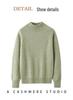 Women's Cashmere Floral Raglan Sweater, Double-Ply, Half-High Collar, Luxurious Knit