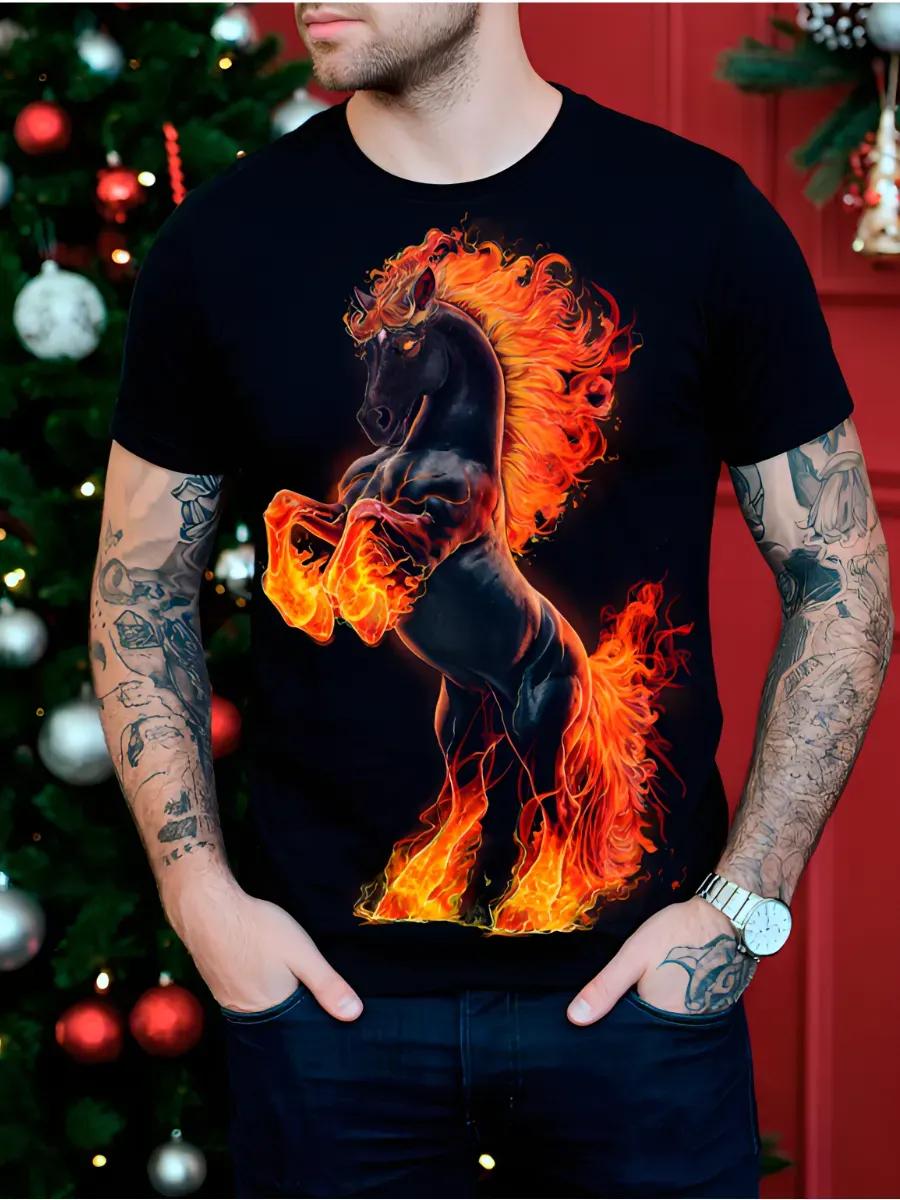 Футболка со светящимся принтом Лошади S