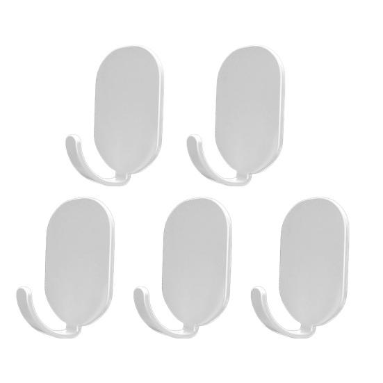 5PCS Wall Hooks Self-Adhesive Waterproof Hooks Strong Load-Bearing Rust-Resistant Hook for Bathroom Kitchen