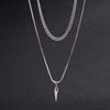 2Pcs/Set Trend Rivet Pendant Necklace for Men Hip Hop Layered Silver Color Link Chain Chokers Street Versatile Male Jewelry Gift