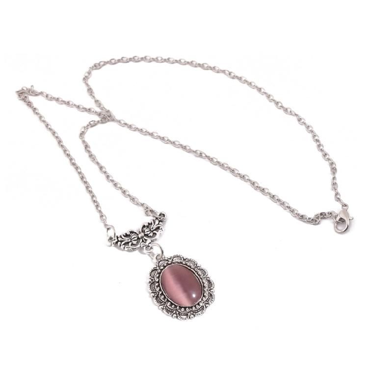 Vampire-Bat Gothic Choker Chunky Chain Purple Crystal Gemstone-Pendant Necklace