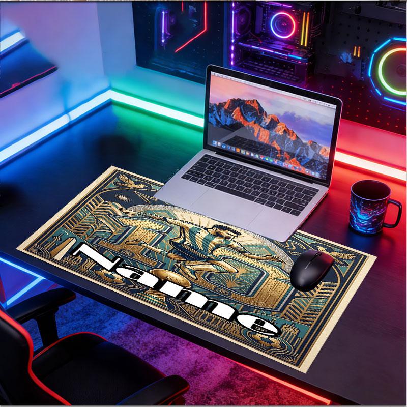Custom Name Personalized Leo Messi Pattern Mousepad, Laptop PC Desk Mat, Decorative Desk Mat for Home Keyboard Pad Gift