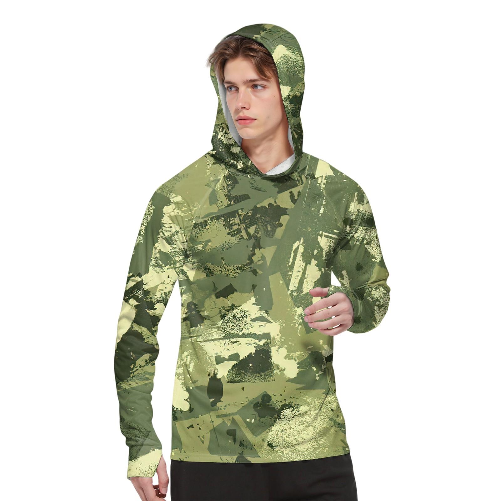 

Мужская модная рубашка с длинным рукавом с принтом и капюшоном SPF/UV M