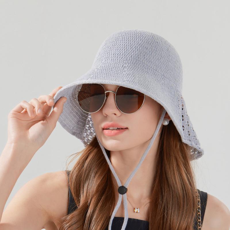 Summer Outdoor Sunshade Hat Women's Breathable Fisherman Hat Knitted Bucket Hat