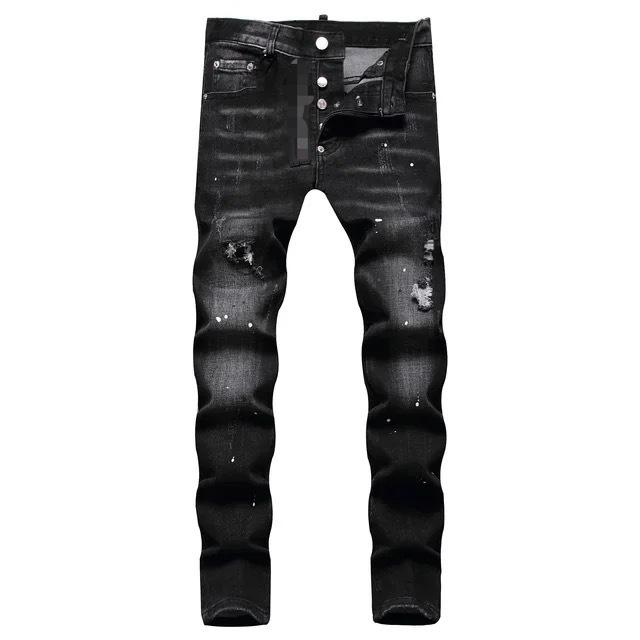 Новый Стиль Ретро Потертые Пэчворк Стиль Ночного Клуба Модные Молодежные Стильные Узкие Джинсы Bootcut 34