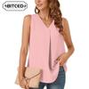 Women's Fashion Casual Solid Color Print Sleeveless V Neck Blouses & Shirts