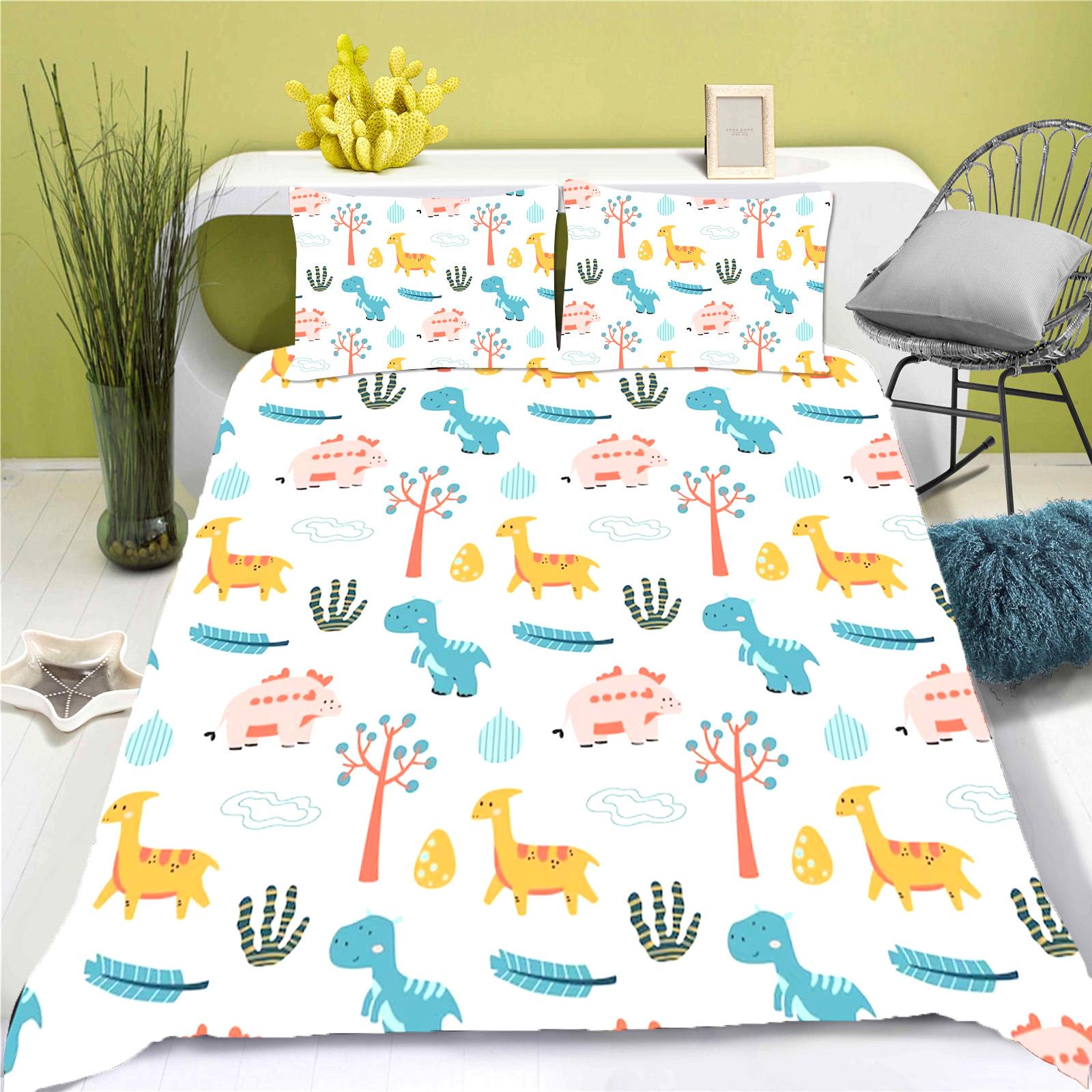 

Cartoon Dinosaur Quilt Cover Adolescent Skin-Friendly Breathable Duvet Comforter Warmth Children S Bedroom Bedding 90x200cm