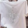 T-shirt Casual da Donna Estive per il Pendolarismo, Girocollo, Stampa Diamanti, Colore Unito, Manica Corta Larga, Top