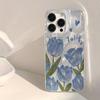 Blue Tulip Flower Phone Case for iPhone 17 16 15 14 13 Pro 12 11 Pro Max 17 Air XS X XR 7 8 Plus 16E Aesthetic Shockproof Cover