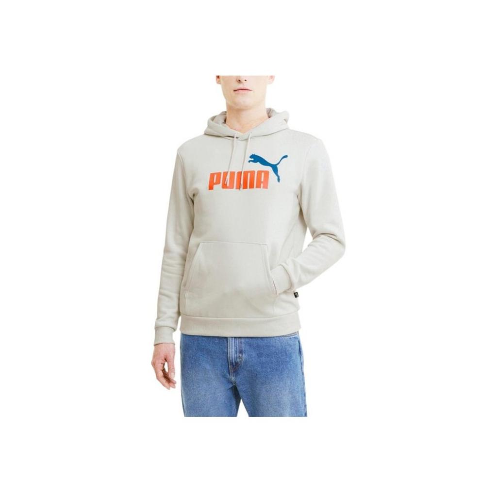 Puma Solid Color Logo Print Fleece-Lined Drawstring Casual Sport Hoodie Men Tops Grey 599051-55