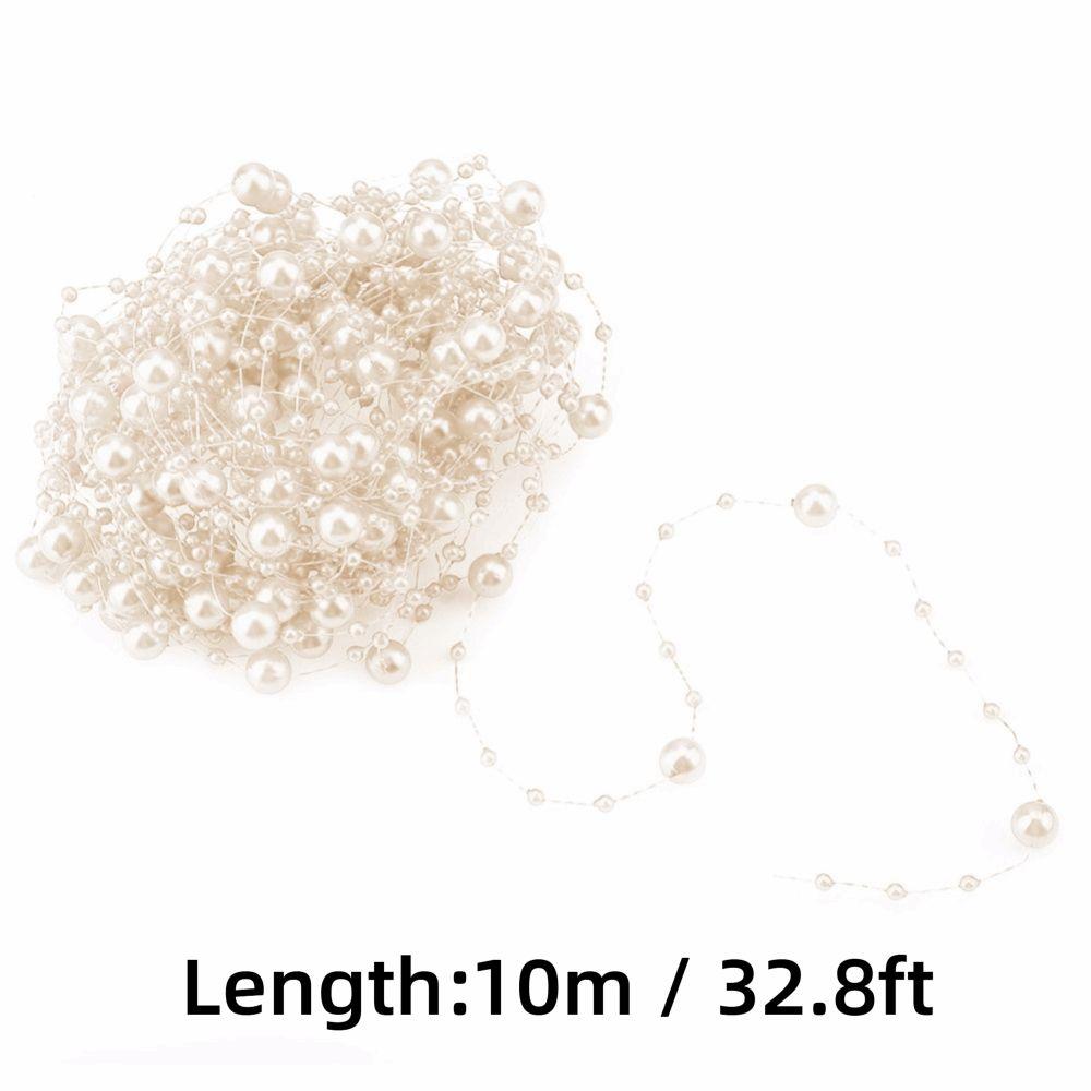 Garlands 10M Fishing Thread Pearls 3+8mm Plastic Pearl Beaded Chain Artificial Pearls Beads Bridal Bouquet