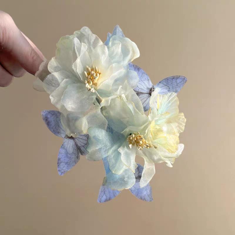 Butterfly Peony Flower Hairpin Women'S Hair Accessories Embroidery Hairgrips Flower Hair Claw Clips  Ornament Daily