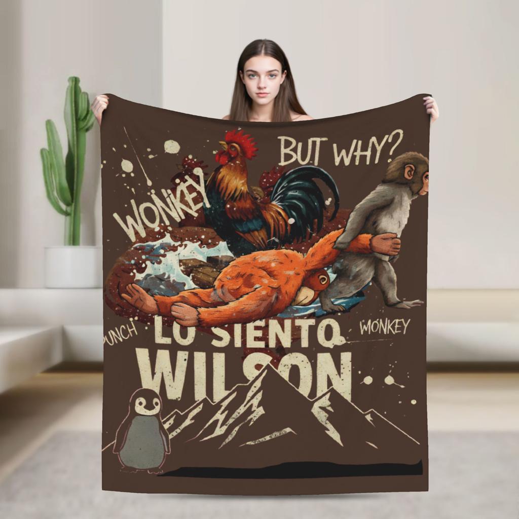 Lonely Punch Monkey Blanket Plush Funny Warm Throw Blanket for Home Restaurant Decoration