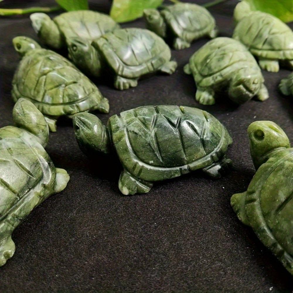 1pc Natural Xiuyan Jade Turtles Statue Healing Crystal Crafts Green Jade Tortoise Figurine Reiki Energy Pocket Statue