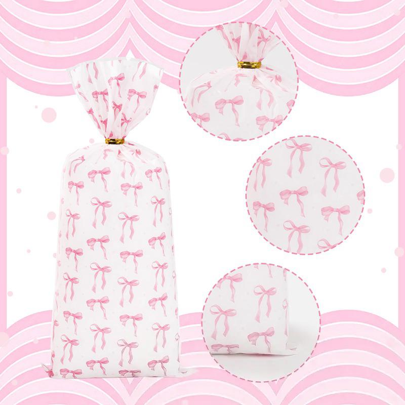 Bow Plastic Gift Bags Valentine'S Day Bow Candy Treat Bag Baby Shower Birthday Party Favor Candy Bags Wedding Party Supplies