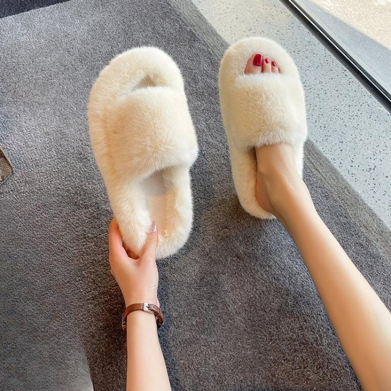 

Женская обувь, Увеличенные шерстяные тапочки, Теплая обувь на одно плечо 42 бежевый