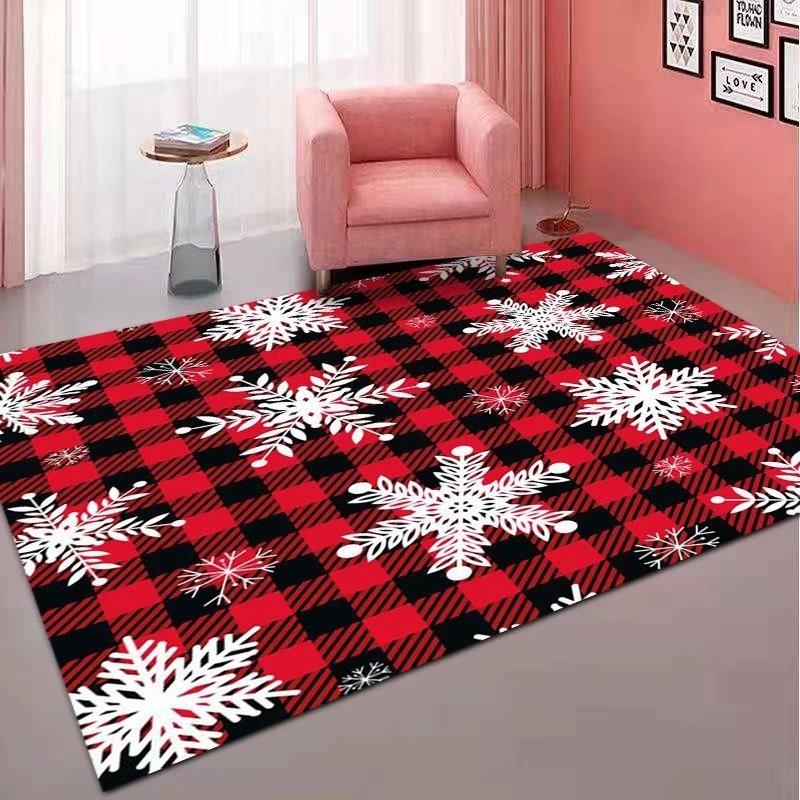 Christmas Carpet Living Room Red Room Decor Bedroom Area Rug Festival Decoration Home New Year's Decor Floor Mat Washable Gift