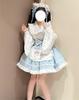 CAWILXHA Lolita Cosplay Japanese Light Blue and Princess Long Mori Dreamy Cute Halloween Costume Blue Dress, Costume, Style, Pink, Sleeves, Sleeves,