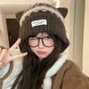 Cute Cat Ears Fleece Knitted Hat Women'S Autumn And Winter Thickened Warm Ear Protection Lei Feng Hat Shows Small Wool Hat