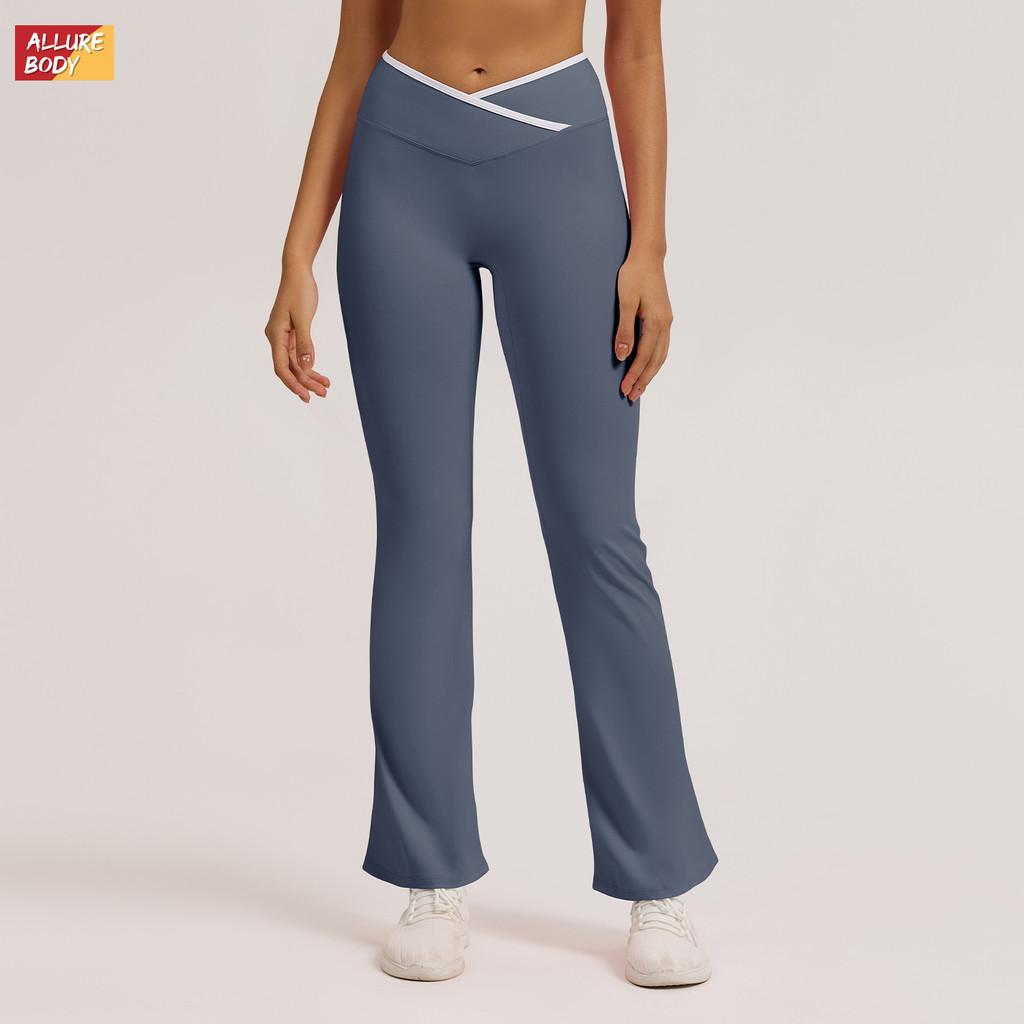 Slim Fit Yoga Pants With Crossed High Waist For Running And Fitness Women