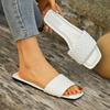 Fashion Ladies Shoes On Offer 2025 Open Toe Women's Slippers Outdoor Beach Slippers Women Plus Size Square Toe Weave Flat with Sandals