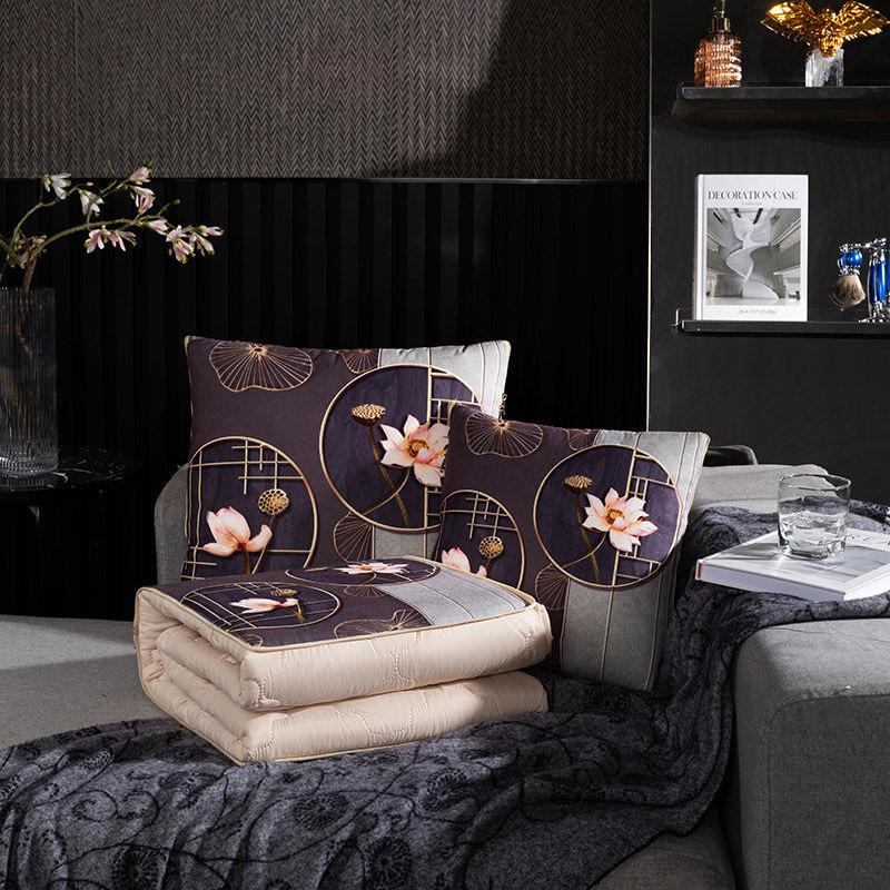 Chinese Style Pillow Quilt Dual-use Car Office Blanket High Quality Cotton Portable Foldable Quilt