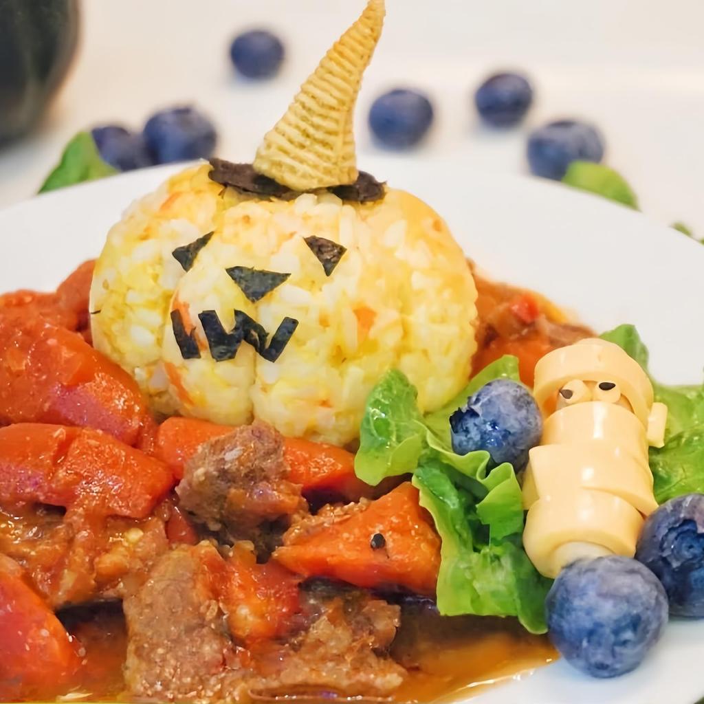 Orirya Onigiri Seaweed DIY Cute Bento Box Kitchen Bento Halloween Bento Decoration Lunch Making Pumpkin Onigiri Mold Set Pumpkin-Shaped Mold, Punch,