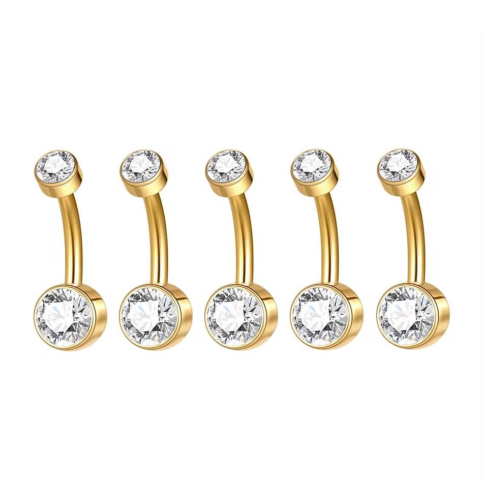 5/10 Stück Titan Bauchnabelring 14G 6mm 8mm 10mm 12mm Bauchnabel Piercing Schmuck mit Zirkonia Kurzer Stab Bauchnabel Piercings