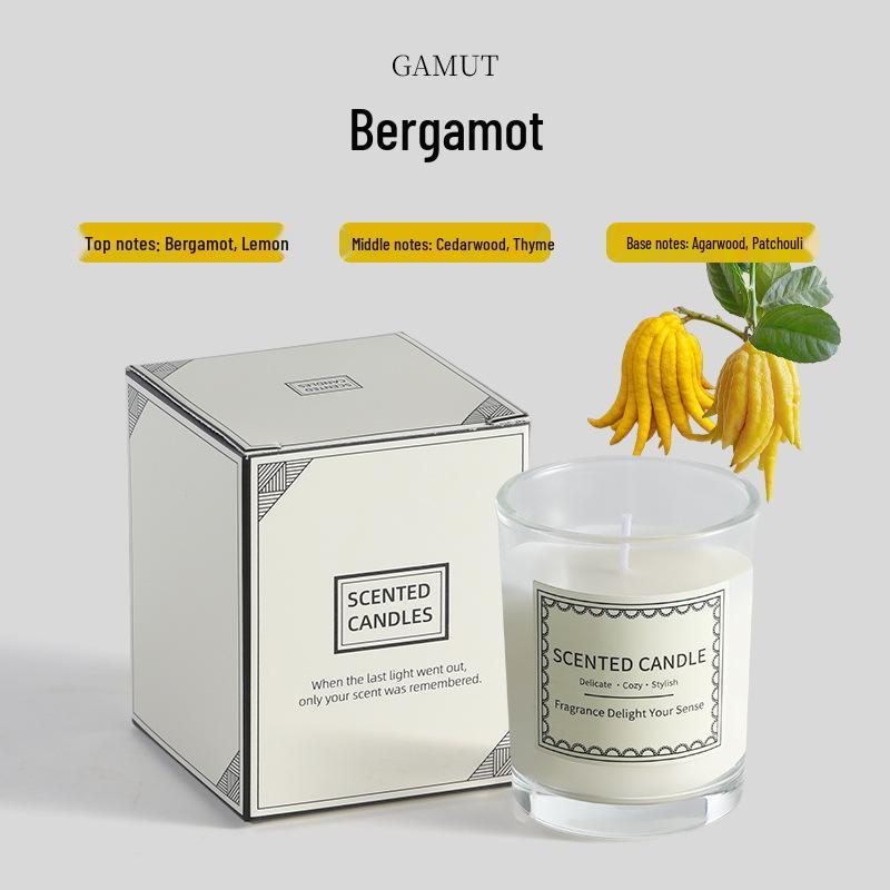 Gardenia Scented Soy Candle - Long-Lasting Fragrance Ornament for Indoor Home Use Bergamot (Clear Cup)