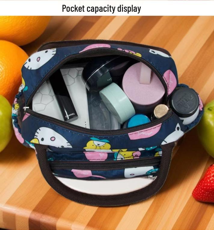 Floral Multi-Zipper Lunch Handbag: Oxford Cloth Mommy Bag with Mobile Pocket