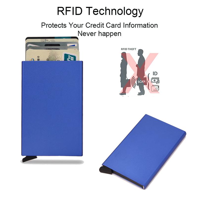 Minimalist Metal Pop Up Card Holder Wallet - Thin Slim Men's Luxury Small Purse and Card Protector Case