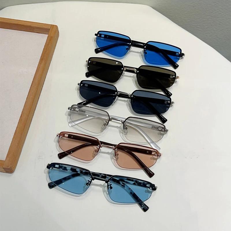 KAMMPT Rimless Sunglasses Men Women Solid Color Vintage Design Trendy Casual Outdoor Sun Glasses