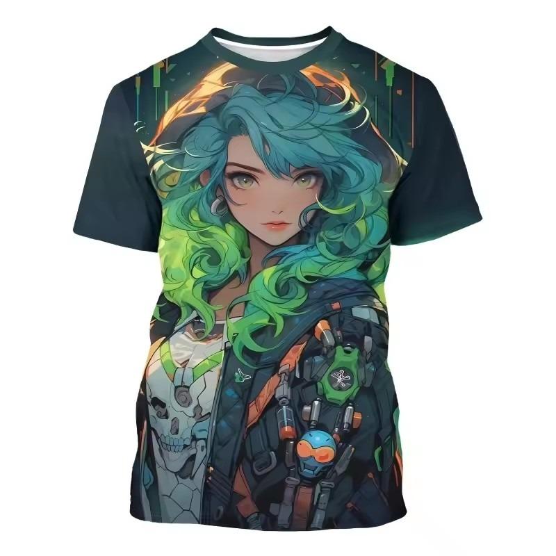 Cute Cool Girl Pattern T Shirt Men Personalized Fashion 3D Printed Short Sleeve Tops Summer Casual Unisex Clothing