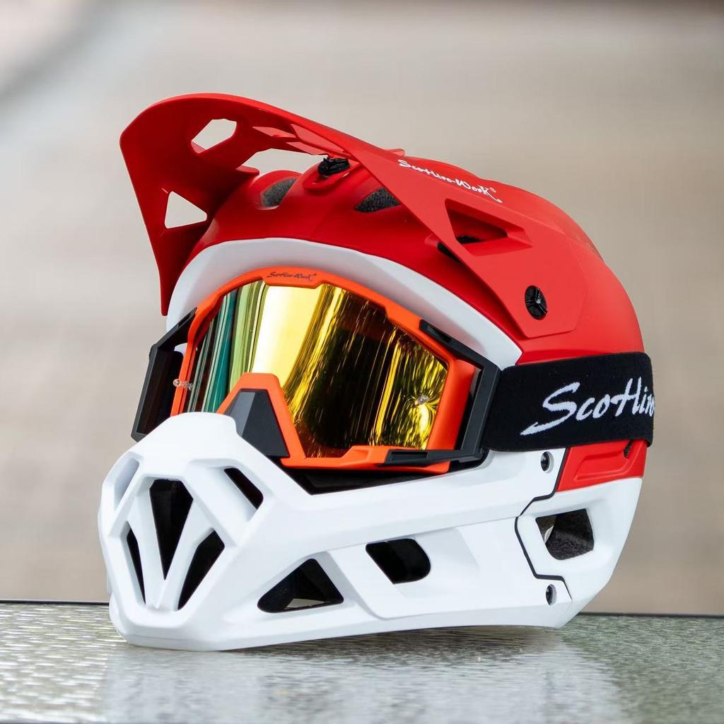 Scorpio mountain bike bike full helmet cycling helmet off-road forest locomotive children men and women DH downhill light gallop