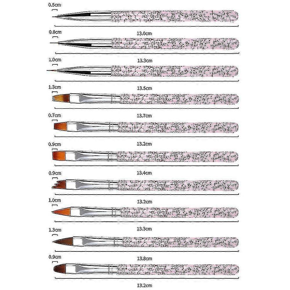 Nail Brush Set 10 Pieces For Art, Brushes Manicure And Accessories
