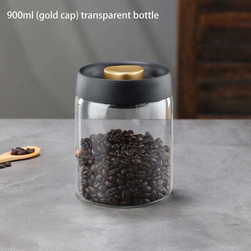 Vacuum Sealed Tank Coffee Bean Glass Sealed Jar Household Moisture-proof Air Extraction Airtight Container Coffee Storage Jar