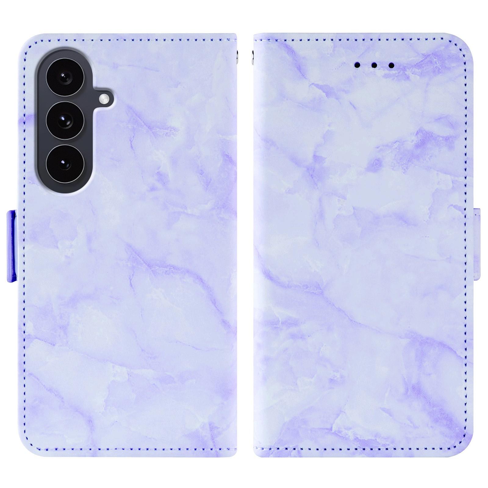 

For Samsung Galaxy S25 FE Leather Case Marble Pattern Phone Wallet Stand Cover with Wrist Strap