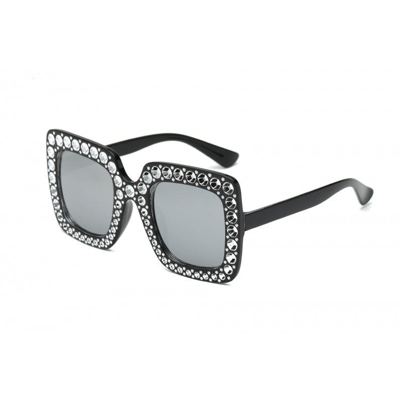 Starry Sky Sunglasses With Diamond Accents, Large Frame Glasses, Square Sunglasses, Street Style Trendy Personalized Sunglasses For Women