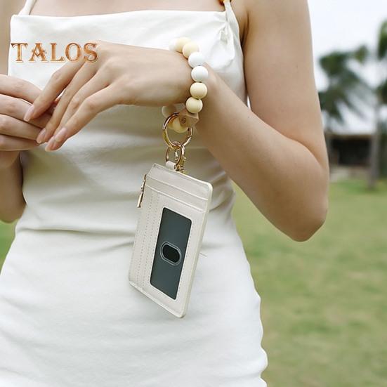 Наручний брелок із блокуванням радіочастотної ідентифікації Гаманець із 6 слотами для карток Гаманець Браслет із китицями з бісеру Брелок із штучної шкіри Браслет