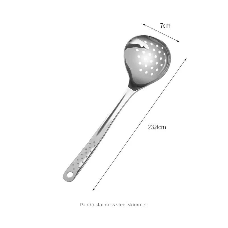 Hot Pot Slotted Ladle Household Soup Spoon 304 Stainless Steel Spoon Kitchen Long Handle Ladle Large Deepening Soup Suit Pando Stainless Steel Skimmer