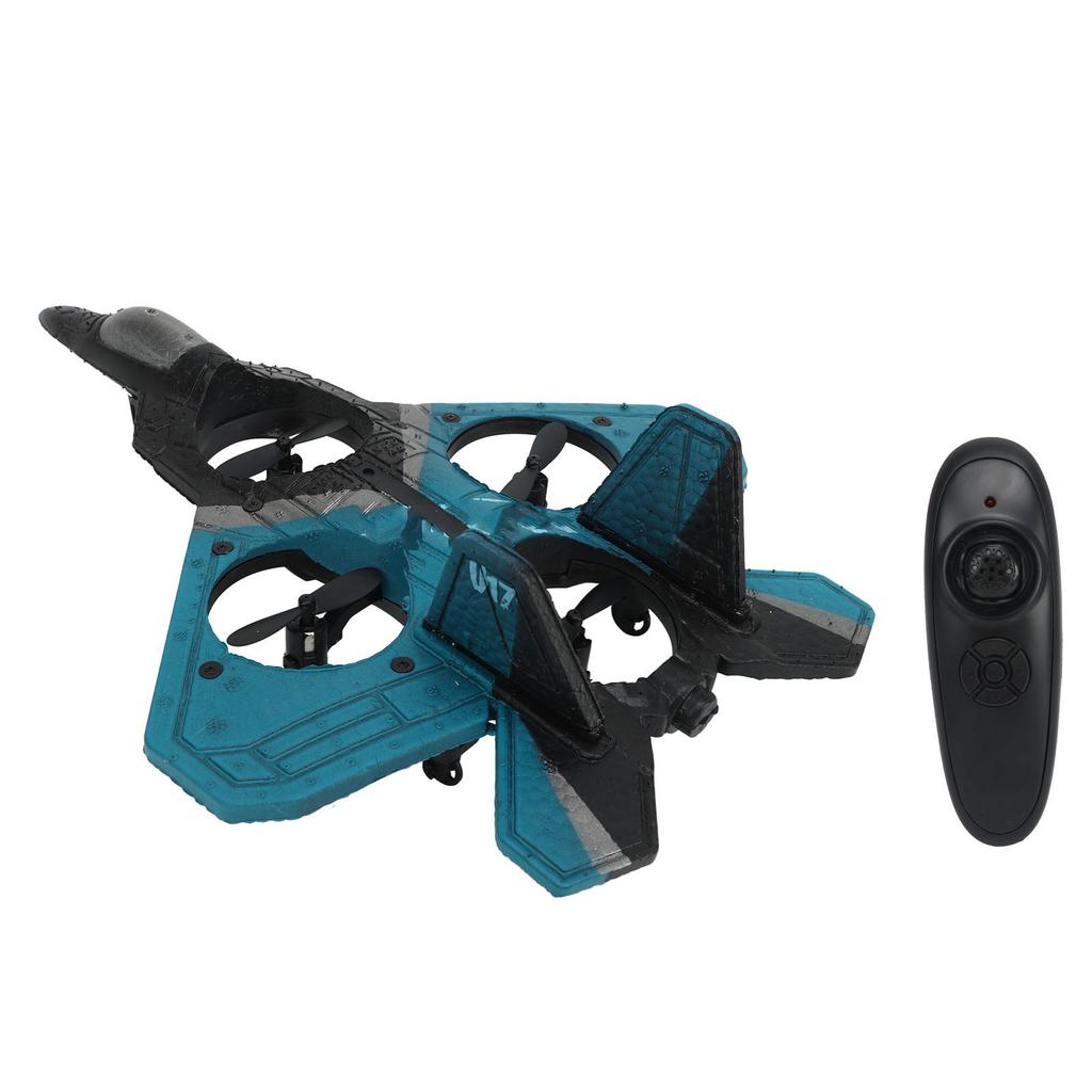 2.4 GHz Kids RC Glider Model LED Light Stable Flight Remote Control Plane Toy with Propeller Blue 3 Batteries